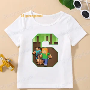 kid clothing boys t shirts summer tops short sleeve cartoon game 5 6 7 8 9 old birthday children clothes