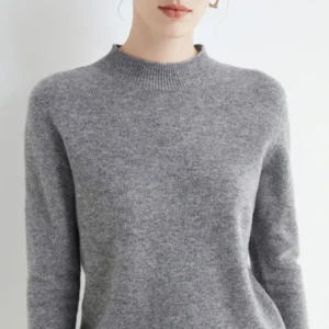 Autumn Winter Solid Mock-neck Pullover Sweater For Women Casual Knitwear Female Clothing Basic Soft Tops